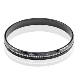 Bracelet Jonc Lola Cera Ceramique Noir Strass Et Céramique
