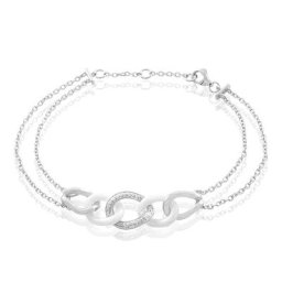 Bracelet Link Argent Blanc Céramique Et Oxyde De Zirconium