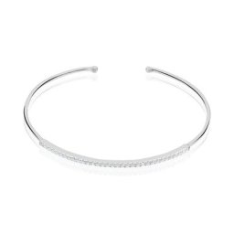 Bracelet Jonc Cléline Argent Blanc