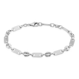 Bracelet Pomeline Maille Grain De Cafe Et Plaquettes Argent Blanc