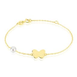 Bracelet Aurida Papillon Or Jaune Perle De Culture