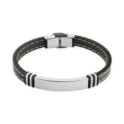 Bracelet Acier Blanc Gerard Caoutchouc Noir