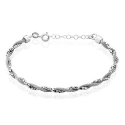 Bracelet Ciana Torsade Diamante Argent Blanc