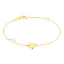 Bracelet Roselena Coeur Or Jaune Perle De Culture