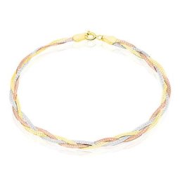 Bracelet Jasmin Tresse 3 Fils Or Tricolore
