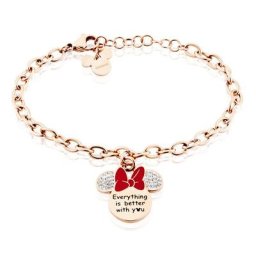 Bracelet Disney Acier Doré Rose Cristaux