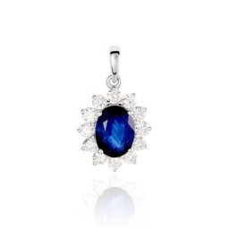 Pendentif Vladimir Or Blanc Saphir Et Diamant