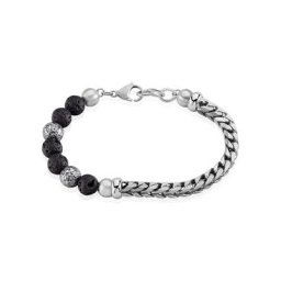 Bracelet Kiyo Acier Blanc Pierre De Lave