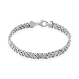 Bracelet Jerry Maille Corde 3 Rangs Or Blanc