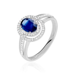 Bague Justine Or Blanc Saphir Et Diamant