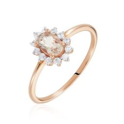 Bague Jozsua Or Rose Morganite Peche Oxyde De Zirconium