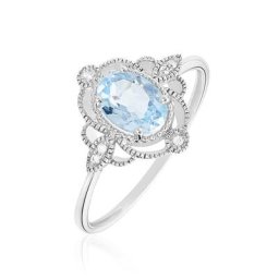 Bague Amance Or Blanc Topaze Et Oxyde De Zirconium