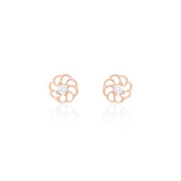 Boucles D'oreilles Puces Eleanor Fleur Or Rose Oxyde De Zirconium