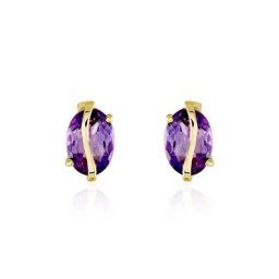 Boucles D'oreilles Puces Or Jaune Prudencia Améthystes