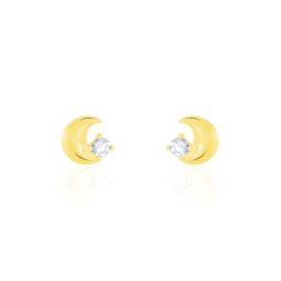Boucles D'oreilles Puces Francoise-marie Lune Or Jaune Oxyde