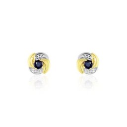 Boucles D'oreilles Puces Potentille Or Jaune Saphir