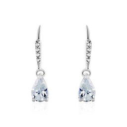 Boucles D'oreilles Pendantes Adib Or Blanc Oxyde De Zirconium