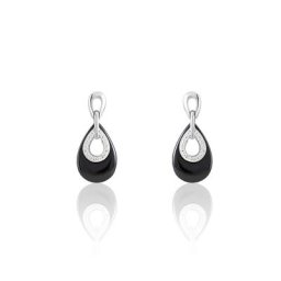 Boucles D'oreilles Pendantes Héléane Argent Blanc Céramique Et Oxyde