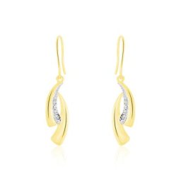 Boucles D'oreilles Pendantes Aube Or Bicolore Diamant