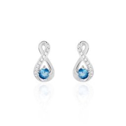 Boucles D'oreilles Puces Augusta Or Blanc Topaze Et Oxyde De Zirconium