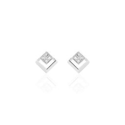 Boucles D'oreilles Puces Liana Or Blanc Diamant