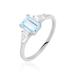 Bague Medyna Or Blanc Topaze Et Oxyde De Zirconium