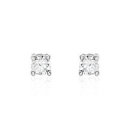 Boucles D'oreilles Puces Victoria Or Blanc Diamant
