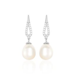 Boucles D'oreilles Pendantes Ludy Argent Perle De Culture Et Oxyde