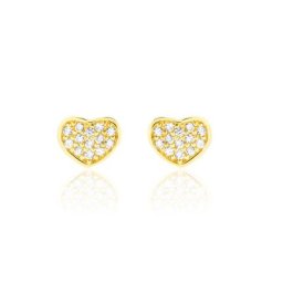 Boucles D'oreilles Puces Daria Coeur Plein Or Jaune Oxyde De Zirconium