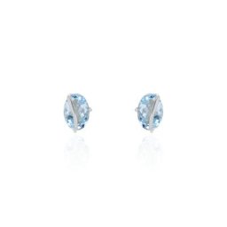 Boucles D'oreilles Puces Prudencia Or Blanc Topaze