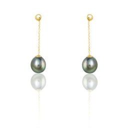 Boucles D'oreilles Puces Marie-noela Or Jaune Perle De Tahiti