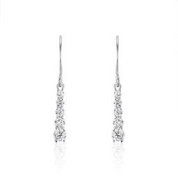 Boucles D'oreilles Pendantes Francilia Argent Blanc Oxyde De Zirconium