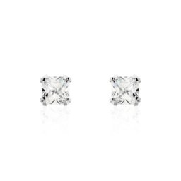 Boucles D'oreilles Puces Or Blanc Oxyde De Zirconium