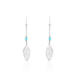 Boucles D'oreilles Pendantes Grethel Argent Blanc Turquoise