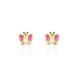 Boucles D'oreilles Puces Sienna Papillon Or Jaune