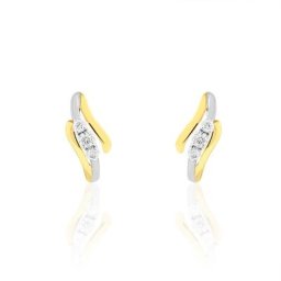 Boucles D'oreilles Pendantes Mayline Or Bicolore Diamant
