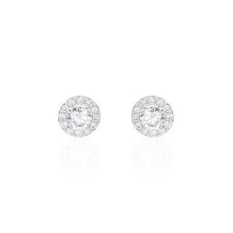 Boucles D'oreilles Puces Rosalie Or Blanc Oxyde De Zirconium