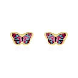 Boucles D'oreilles Puces Aurida Papillon Or Jaune