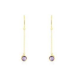 Boucles D'oreilles Pendantes Arenale Or Jaune Amethyste