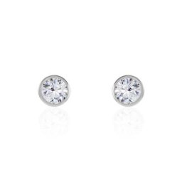 Boucles D'oreilles Puces Daria Serti Clos Or Blanc Oxyde De Zirconium