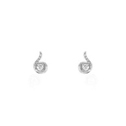 Boucles D'oreilles Puces Vrille Accompagnee Or Blanc Diamant