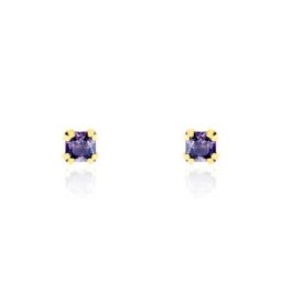 Boucles D'oreilles Puces Doreen Carre Or Jaune Oxyde De Zirconium