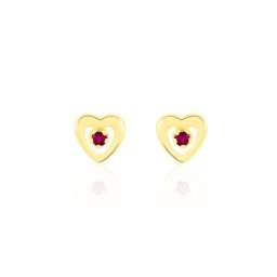 Boucles D'oreilles Puces Izild Or Jaune Rubis
