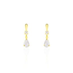 Boucles D'oreilles Pendantes Goutte Or Jaune Oxyde De Zirconium