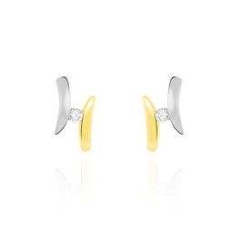Boucles D'oreilles Pendantes Ascagne Or Bicolore Oxyde De Zirconium