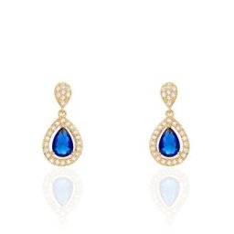Boucles D'oreilles Pendantes Brigita Plaqué Or Pierre De Synthese