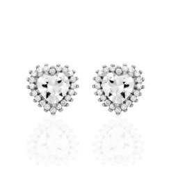 Boucles D'oreilles Puces Calvi Argent Blanc Oxyde De Zirconium