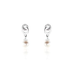 Boucles D'oreilles Pendantes Paqueretteae Argent Blanc Perle Culture