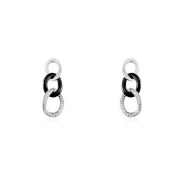 Boucles D'oreilles Pendantes Link Argent Blanc Céramique Et Oxyde