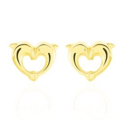 Boucles D'oreilles Puces Fulvie Double Dauphins Or Jaune